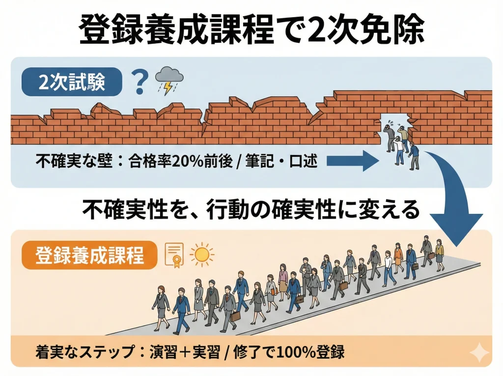 登録養成課程で2次免除