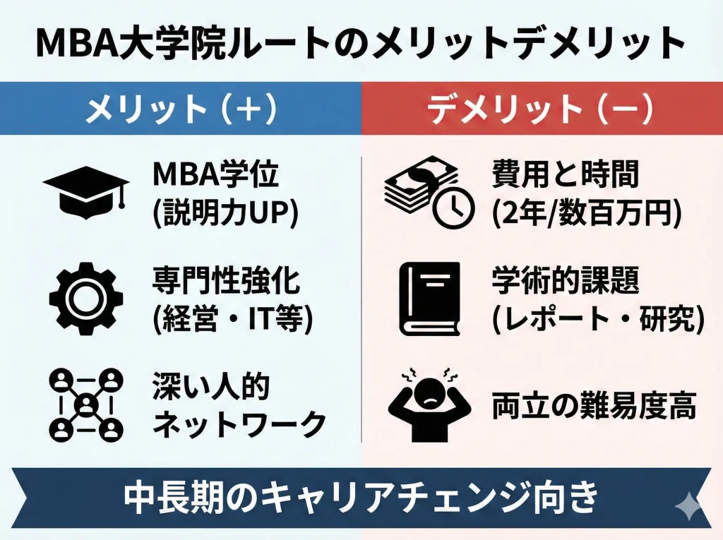 MBA大学院ルートのメリットデメリット