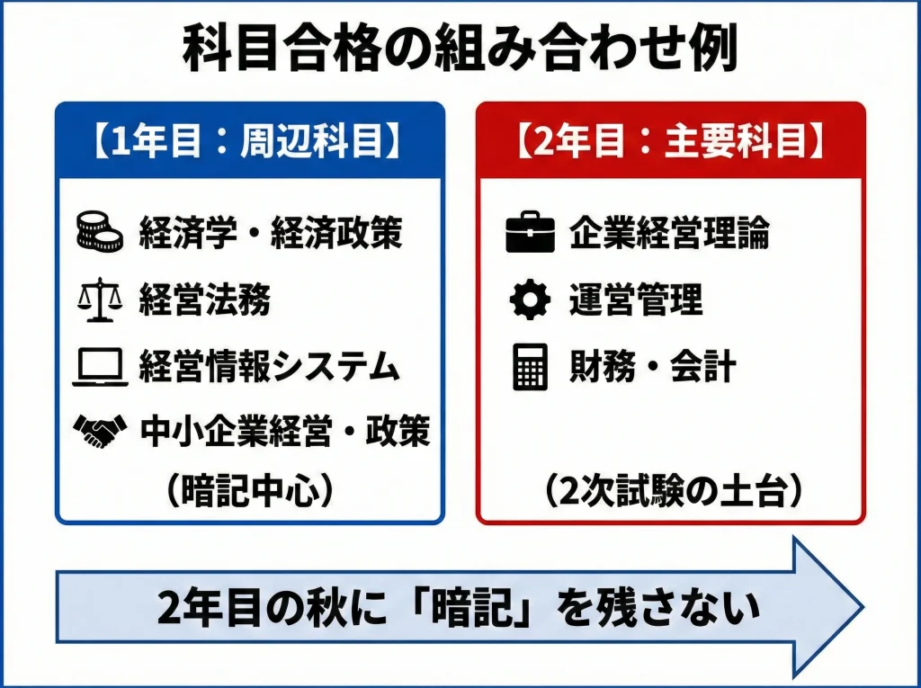 科目合格の組み合わせ例