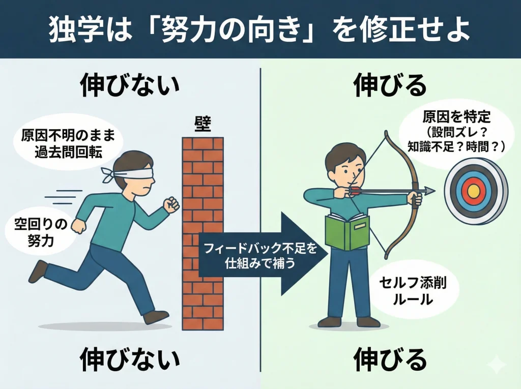 独学でも伸びない勉強法