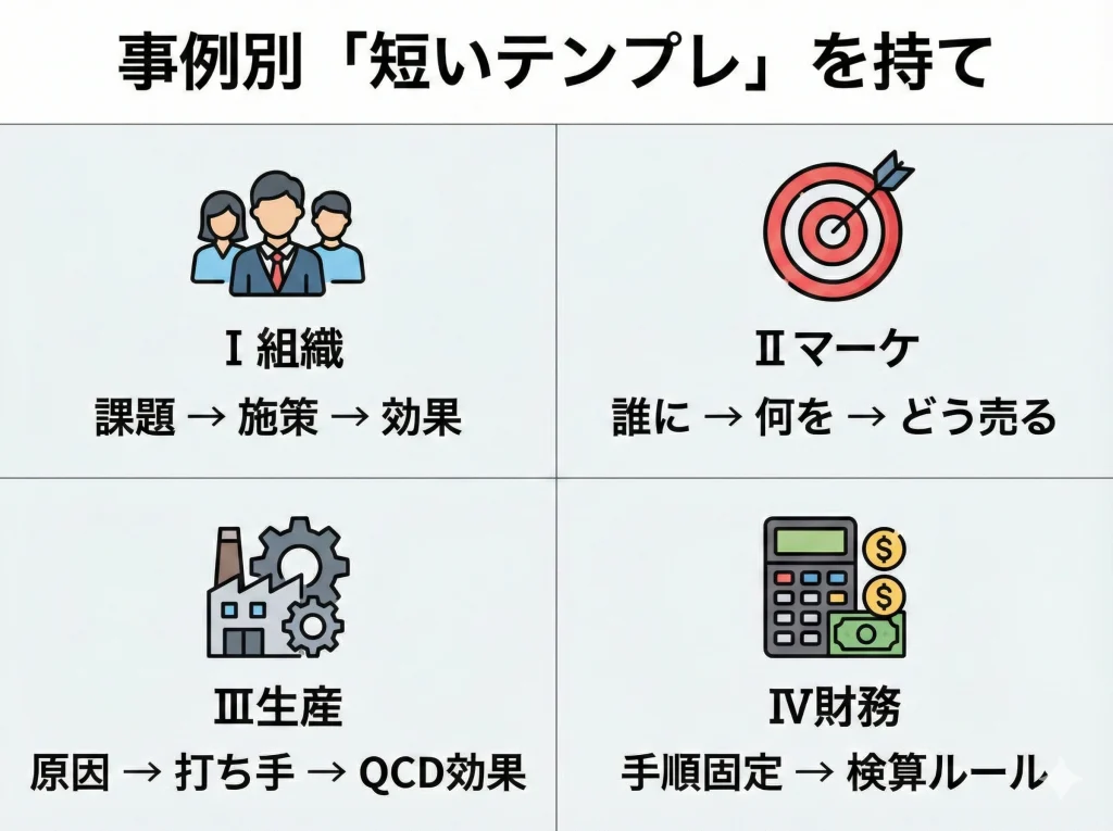 事例Ⅰ・Ⅱ・Ⅲ・Ⅳの型を固定