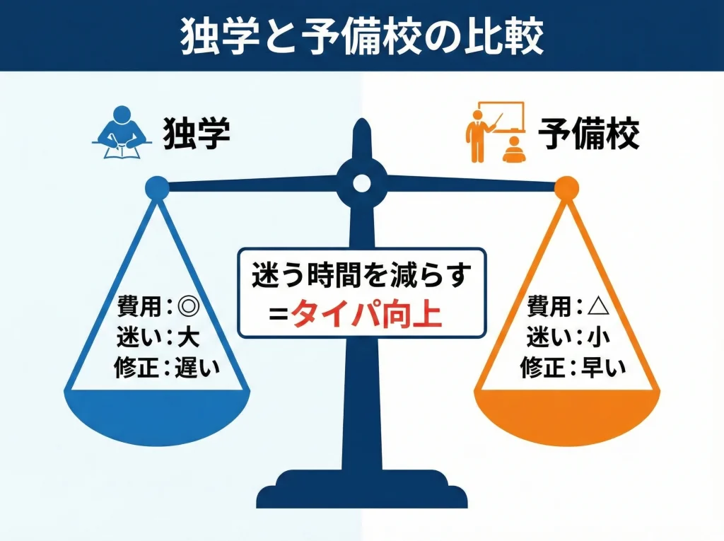 独学と予備校の比較