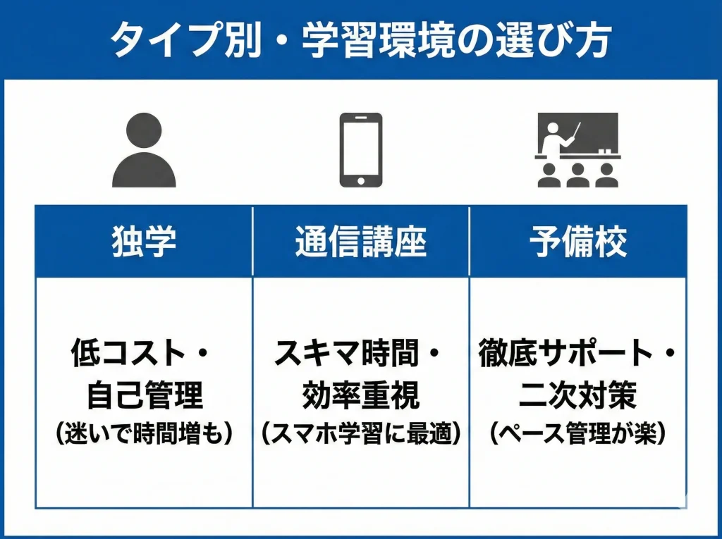予備校と通信講座の比較