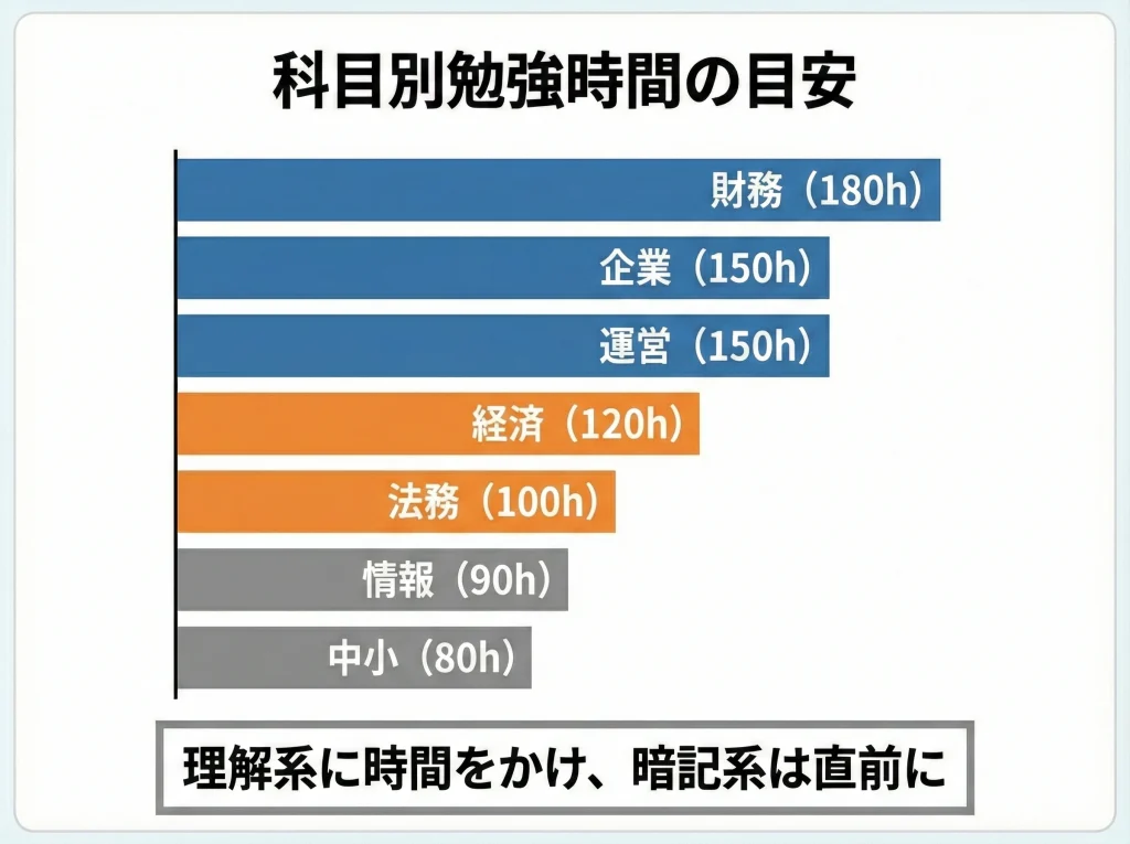 科目別勉強時間の目安