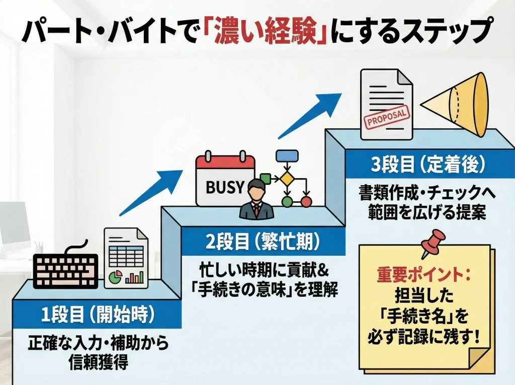 パートアルバイトで実務経験