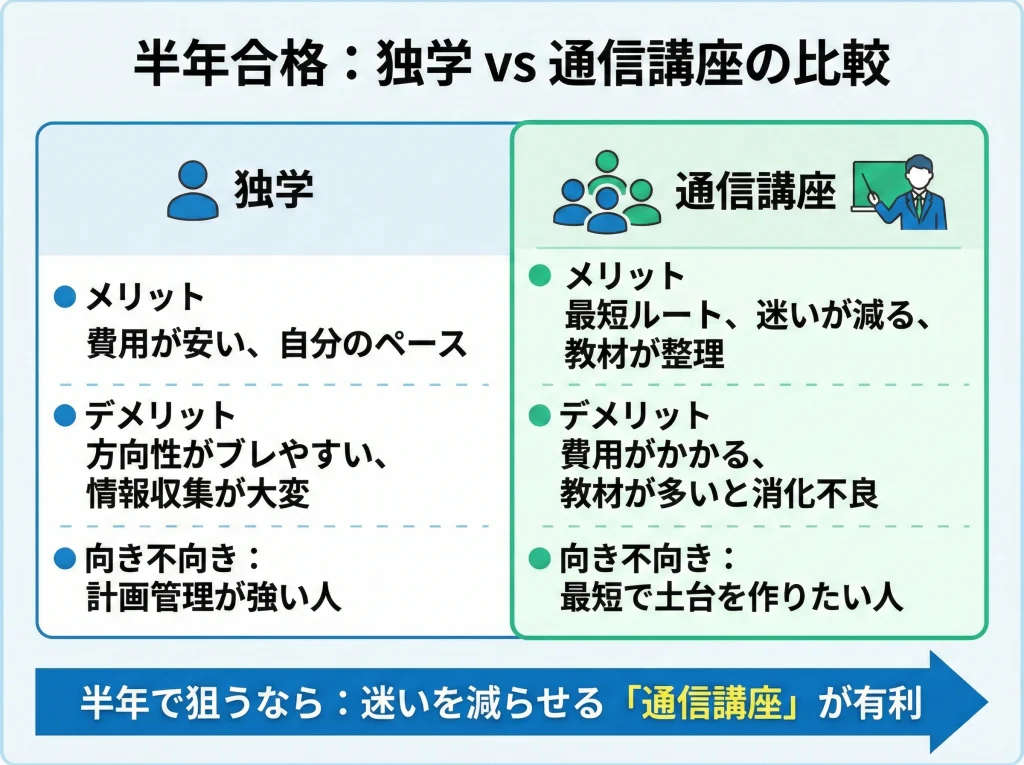独学と通信講座の選び方