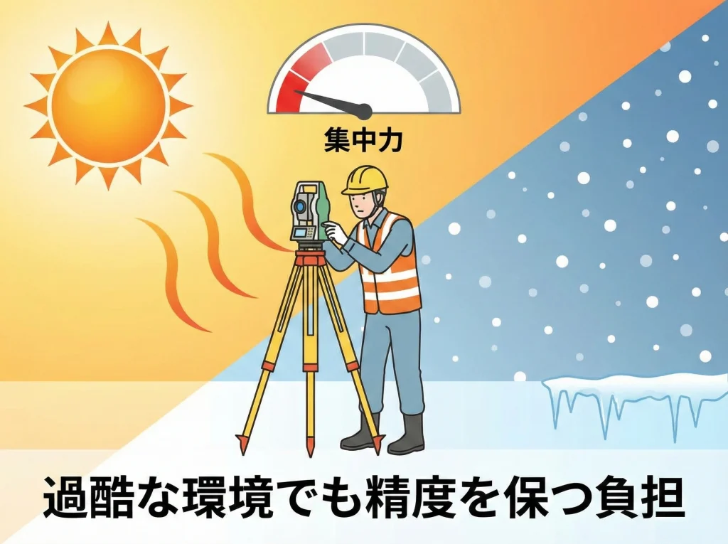 外業の炎天下と寒さ