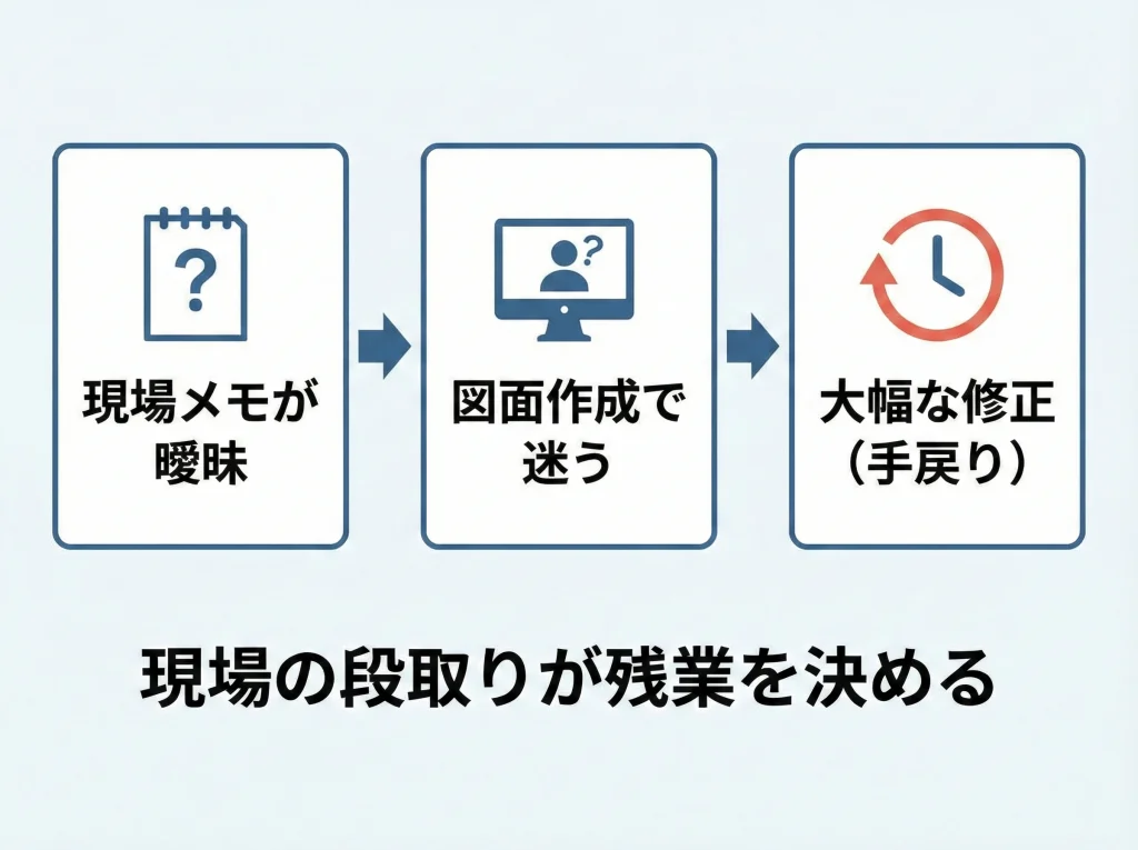 内業のCAD作図が大変