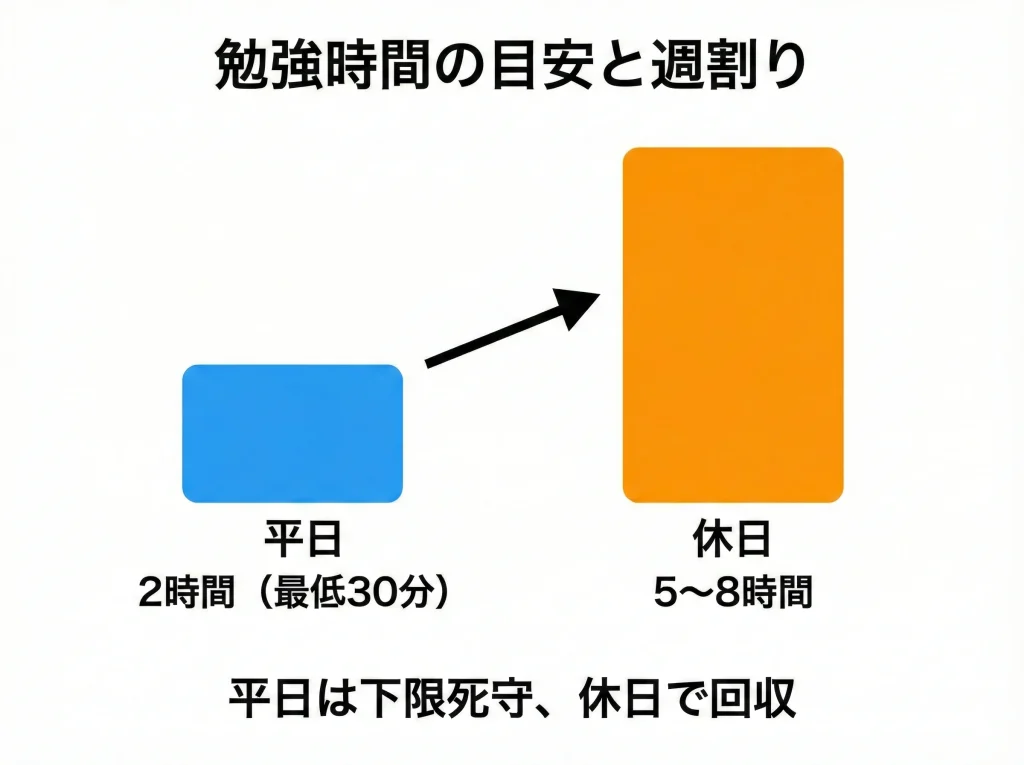 勉強時間の目安と週割り