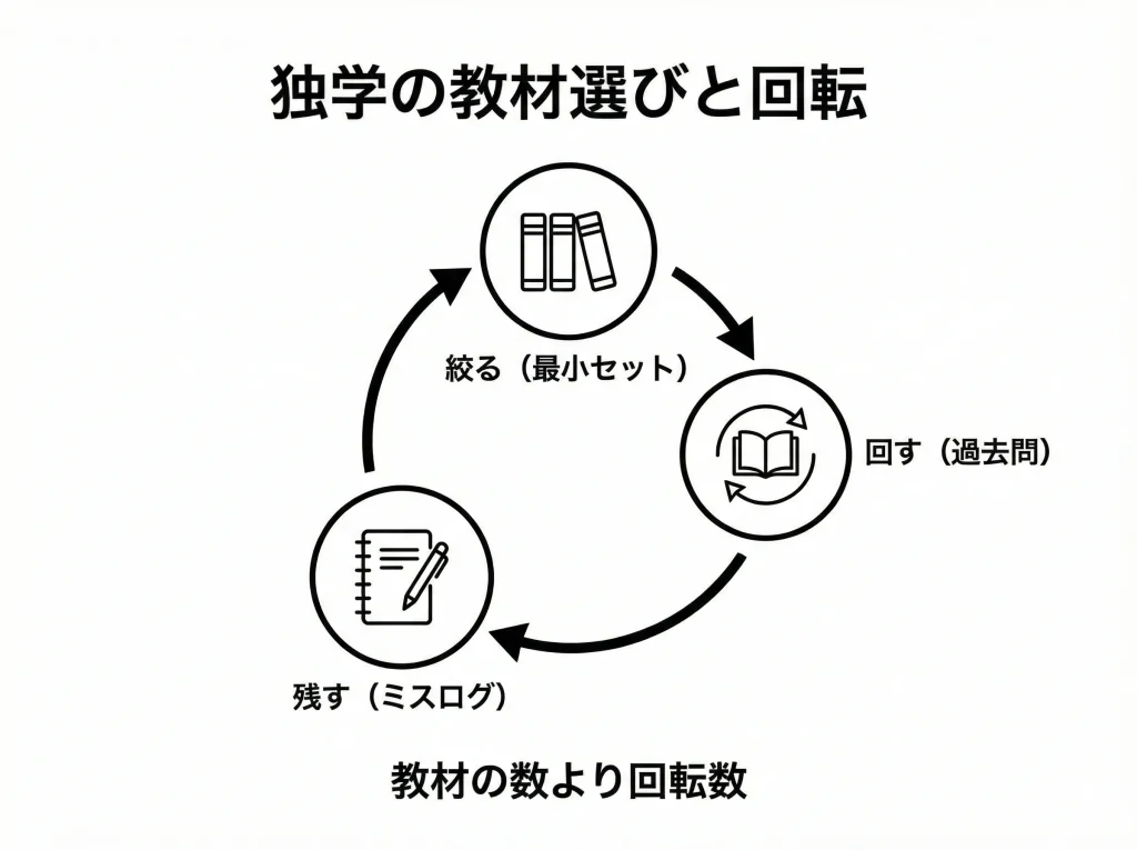 独学の教材選びと回転