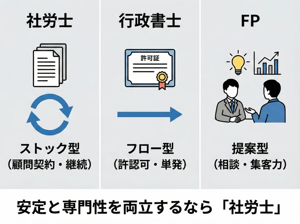 行政書士・FPとの比較