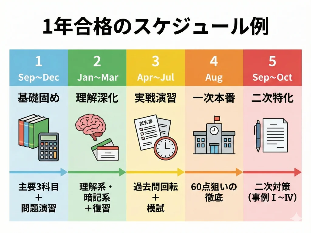 1年合格のスケジュール例