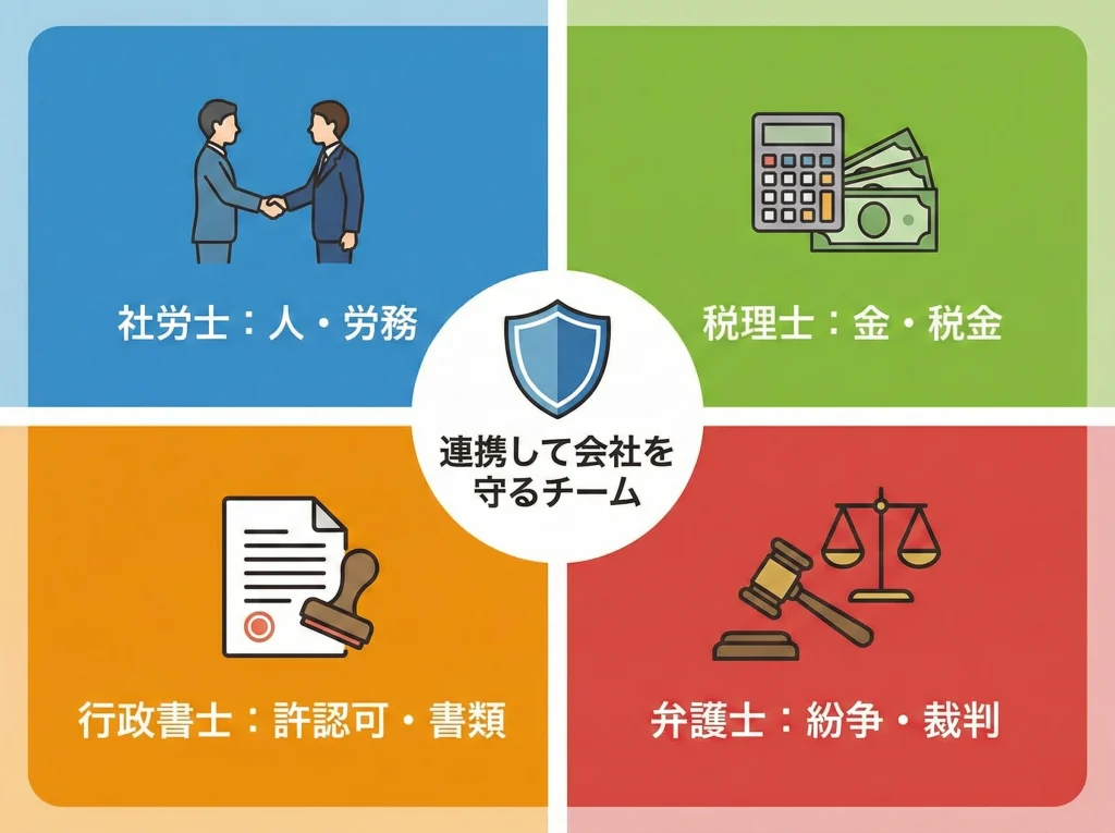 社労士と税理士・行政書士・弁護士の違いと選び方・探し方