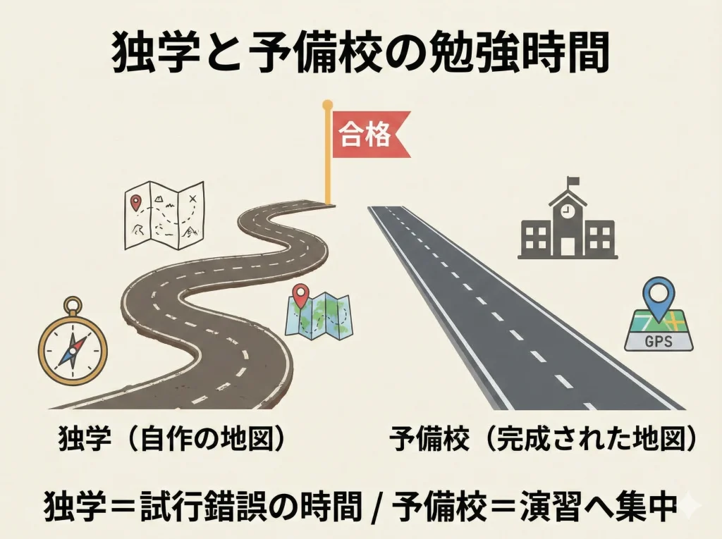 独学と予備校の勉強時間