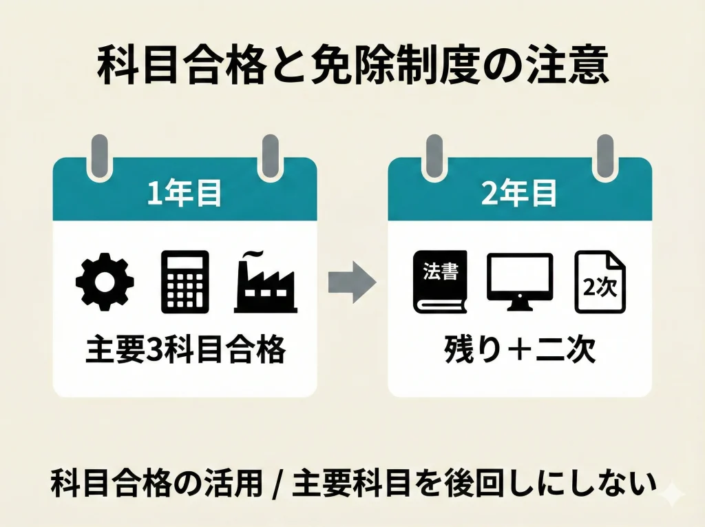 科目合格と免除制度の注意