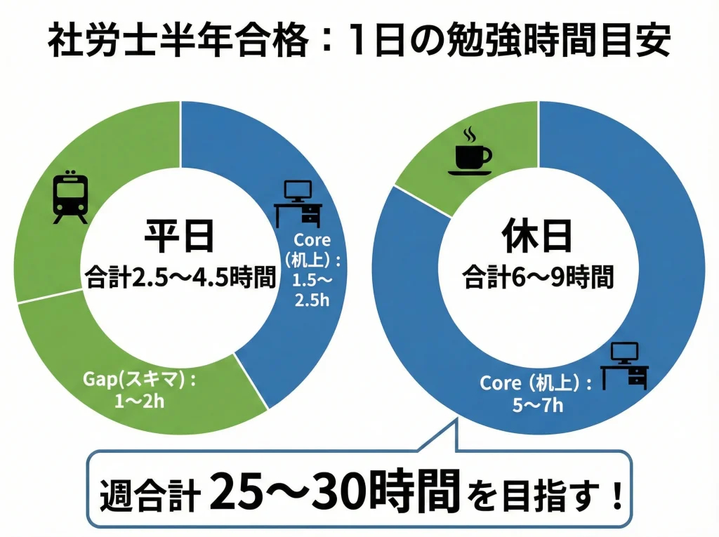 半年合格の勉強時間と1日何時間