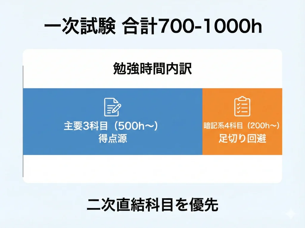 一次試験の勉強時間は何時間