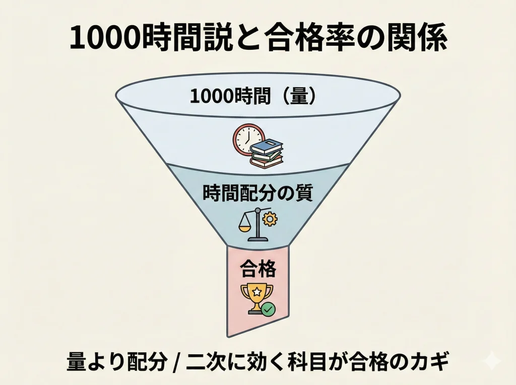 1000時間説と合格率の関係