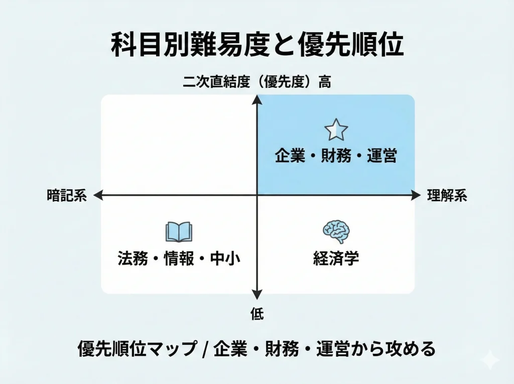 科目別難易度と優先順位
