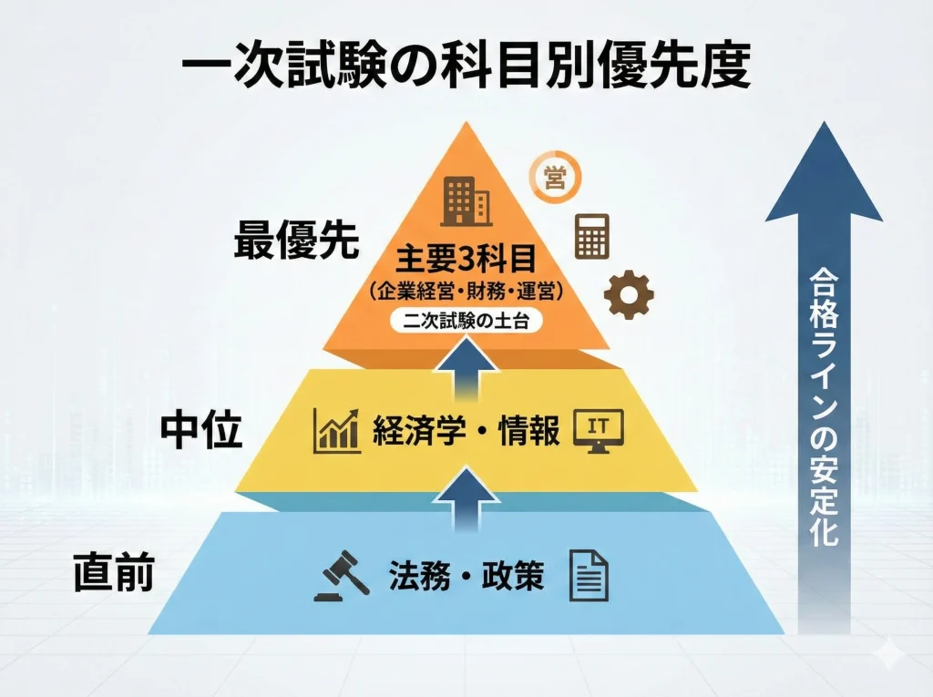 一次試験の科目別優先度