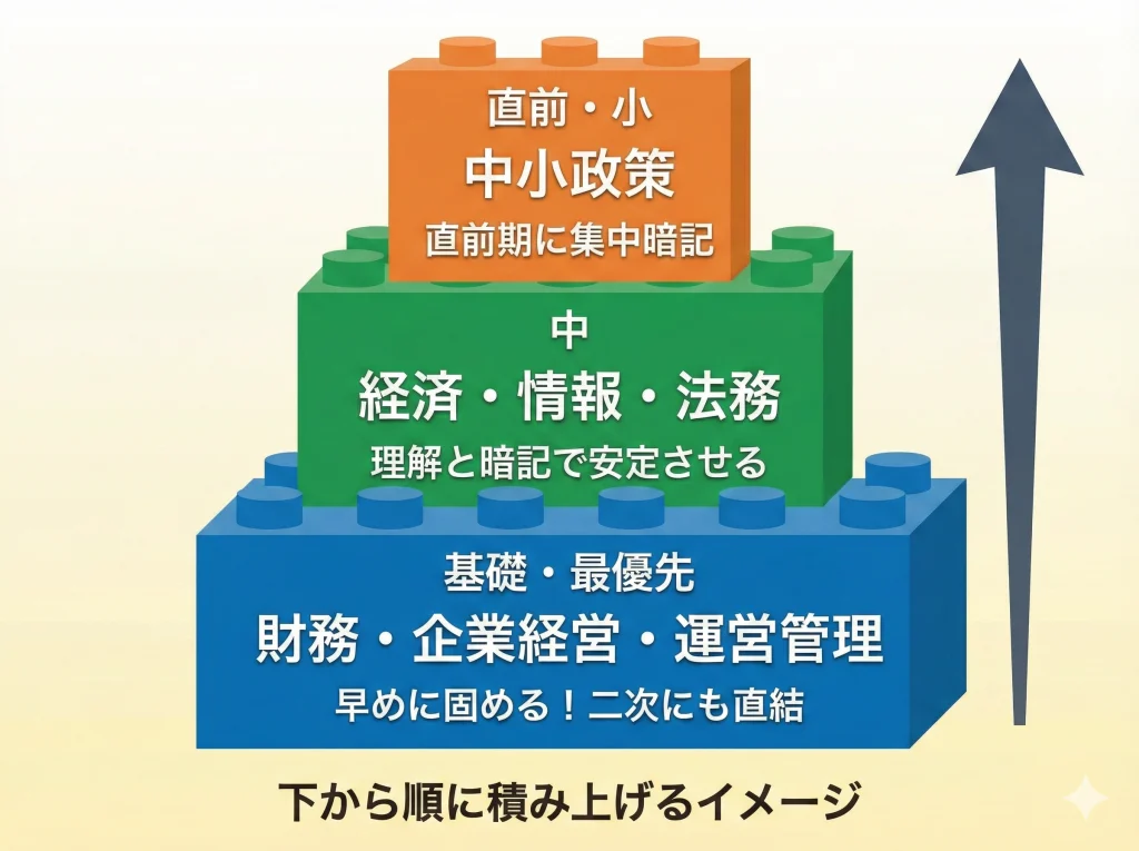 一次試験の科目別攻略順