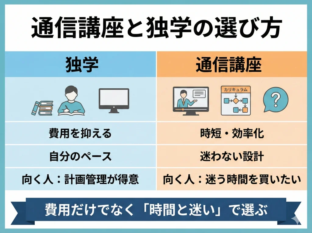 通信講座と独学の選び方