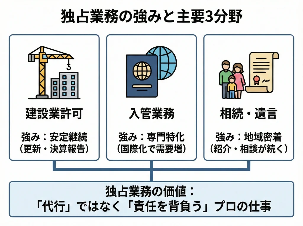 独占業務と建設業許可の強み