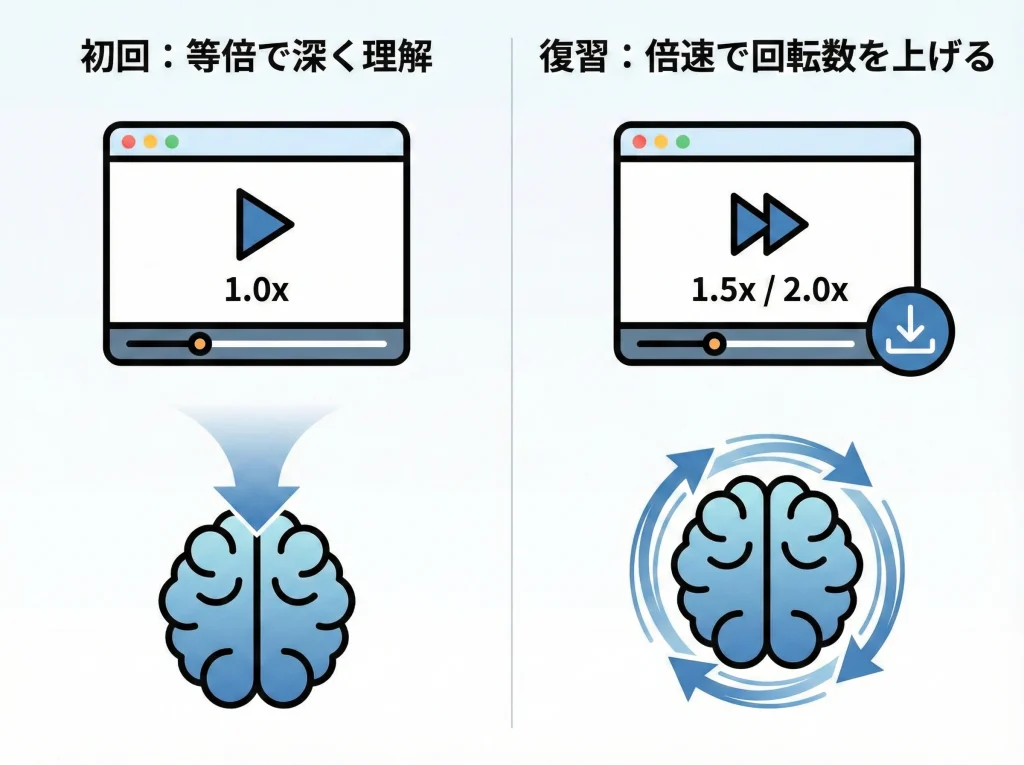 動画講義の倍速とDL