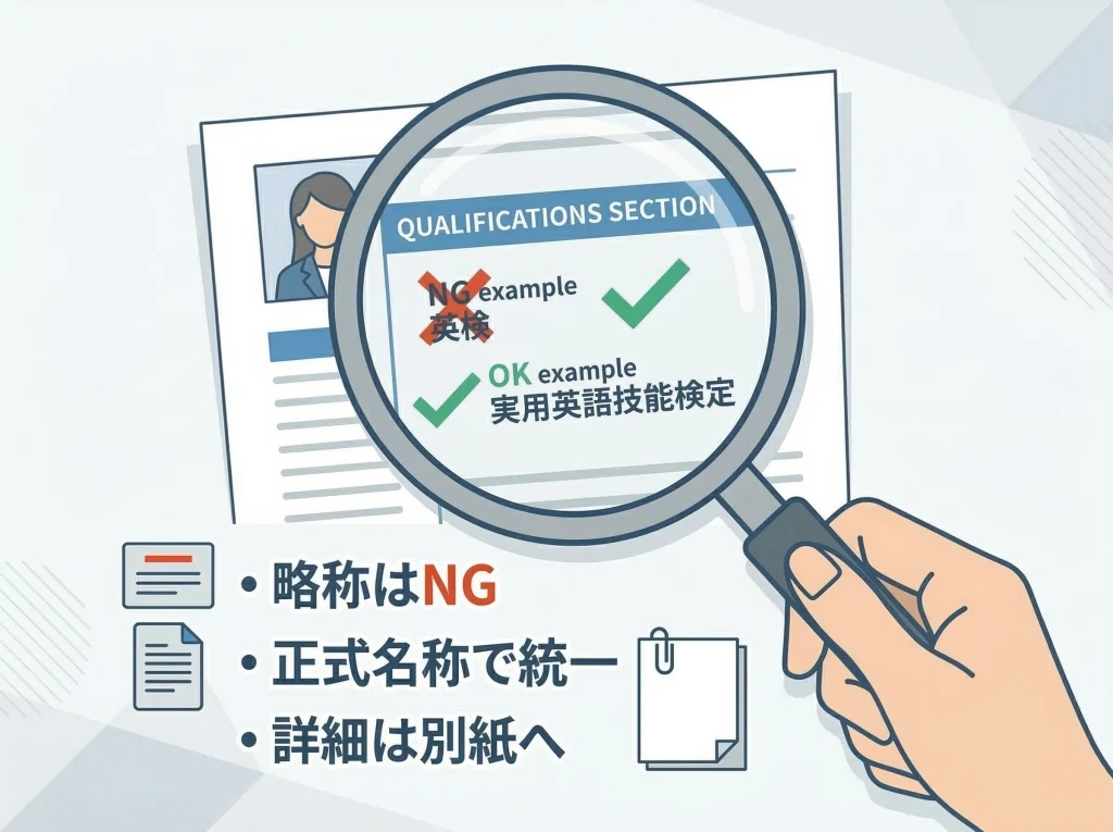 別紙と正式名称で整える