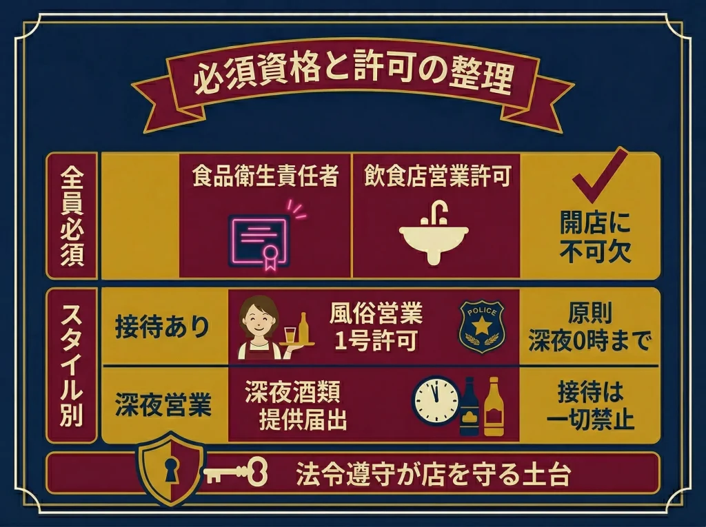 スナック経営の資格と許可を整えるまとめ