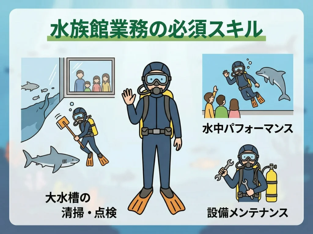 水族館で潜水士が役立つ