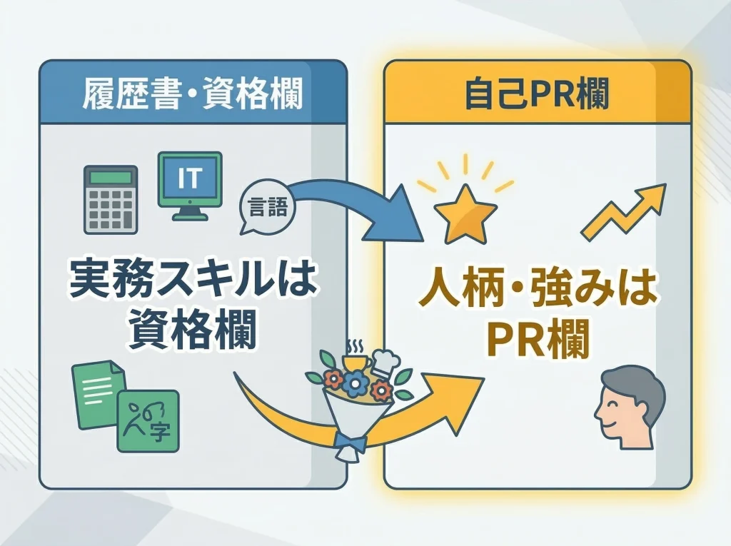 趣味資格は自己PRへ回す